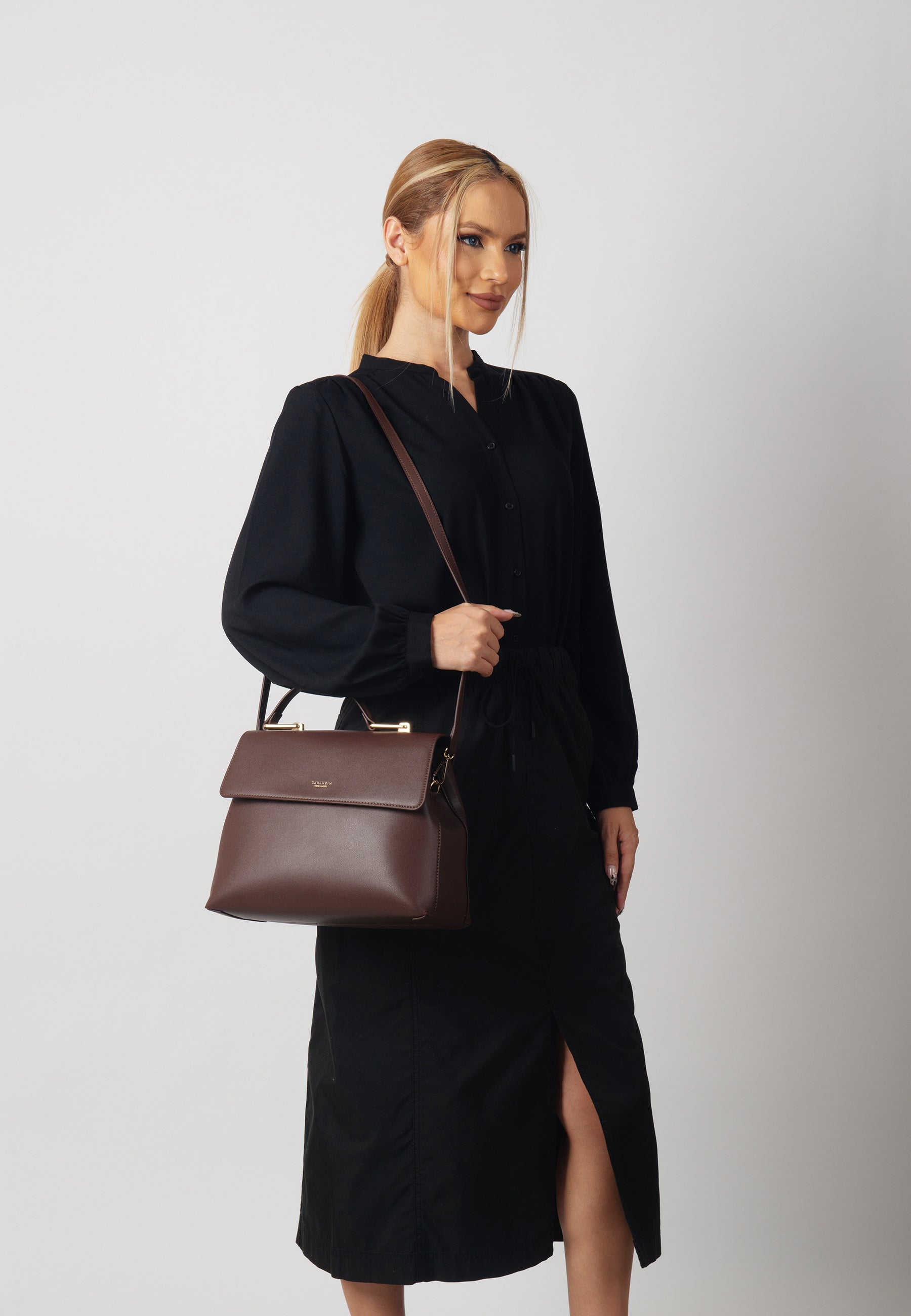 Aspinal of London Large Leather Stella Cross-Body Satchel Bag in Brown | UK Aspinal of London Large Leather Stella Cross-Body Satchel Bag in Brown | UK